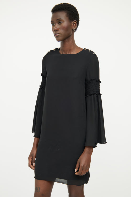 Sportmax Black Ruched Long Sleeve Dress