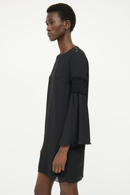 Sportmax Black Ruched Long Sleeve Dress