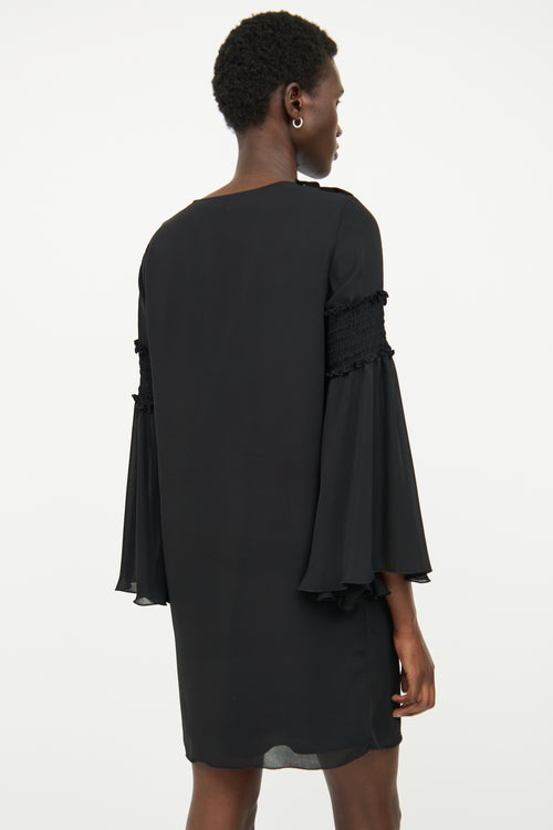 Sportmax Black Ruched Long Sleeve Dress