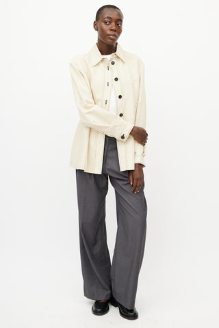 Sportmax Cream 
Black Contrast Stitch Shirt