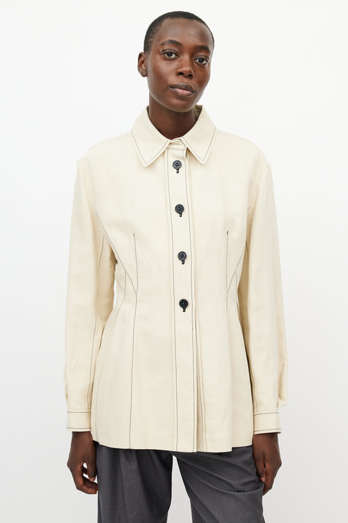 Sportmax Cream 
Black Contrast Stitch Shirt