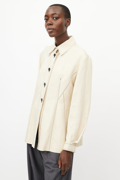 Sportmax Cream 
Black Contrast Stitch Shirt