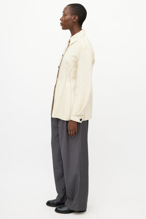 Sportmax Cream 
Black Contrast Stitch Shirt