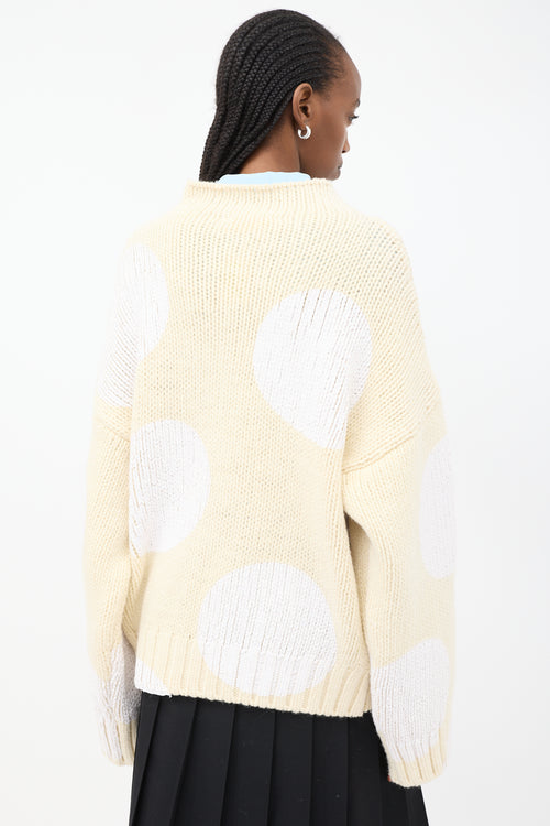 Sportmax Cream 
White Wool Painted Polka Dot Sweater