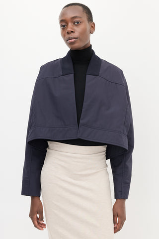 Sportmax Navy Cropped Open Front Jacket