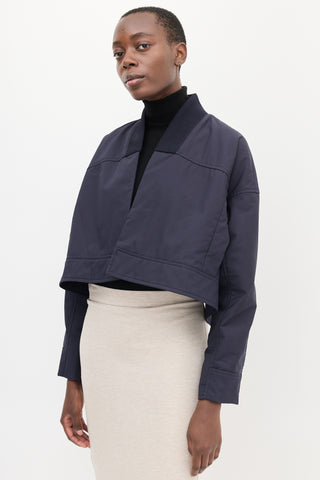 Sportmax Navy Cropped Open Front Jacket