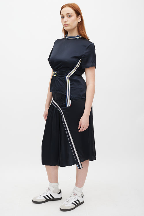 Sportmax Navy 
Multicolour Logo Elastic Asymmetrical Set