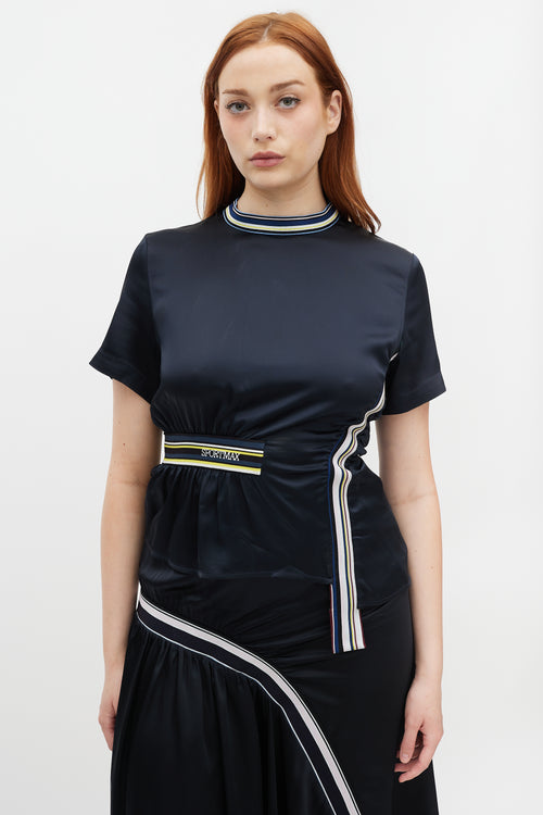 Sportmax Navy 
Multicolour Logo Elastic Asymmetrical Set