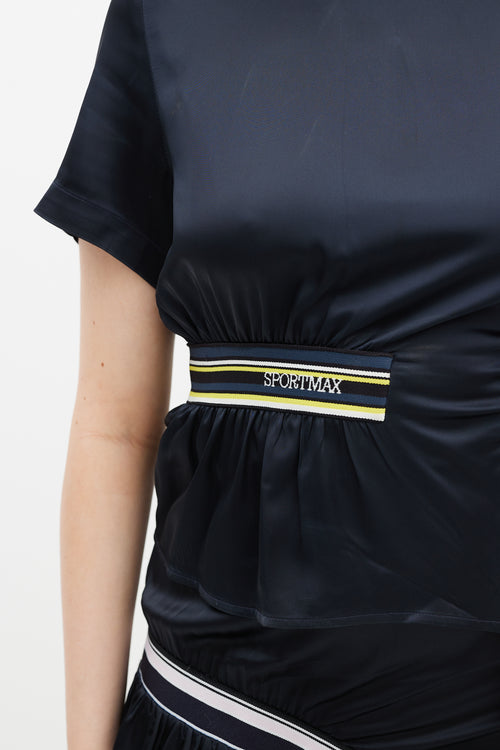 Sportmax Navy 
Multicolour Logo Elastic Asymmetrical Set