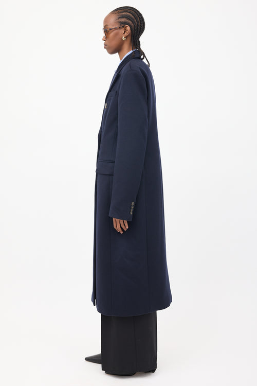 Sportmax Navy Wool Double Breasted Insulated Coat