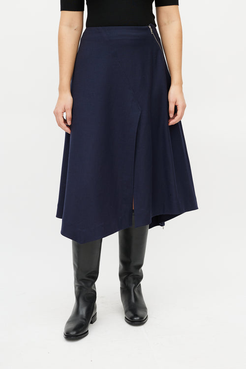 Sportmax Navy Wool Zip Skirt