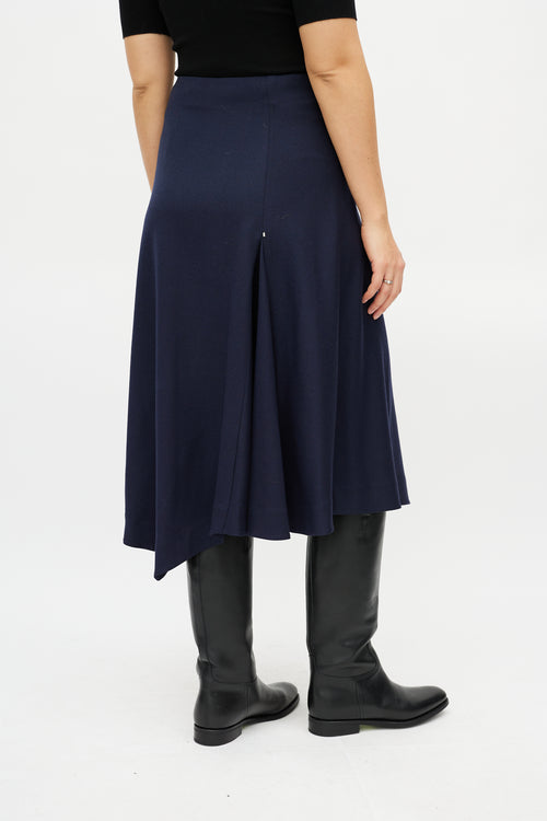 Sportmax Navy Wool Zip Skirt