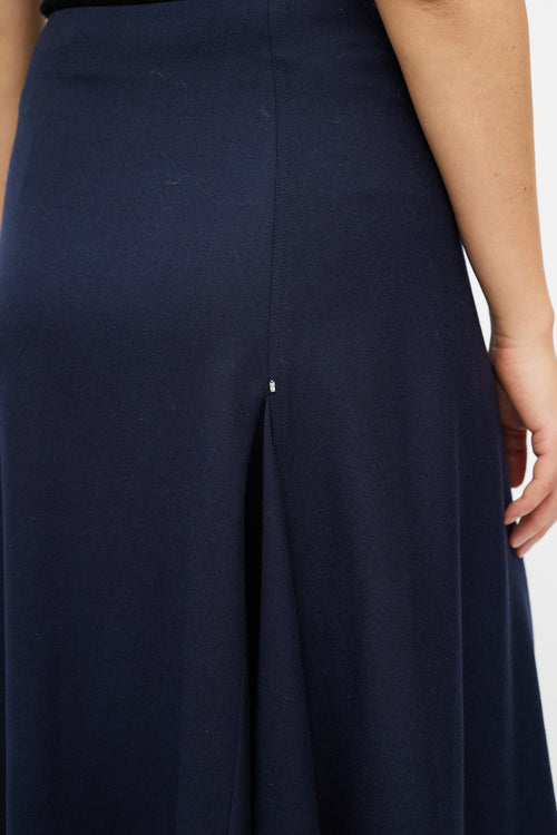 Sportmax Navy Wool Zip Skirt