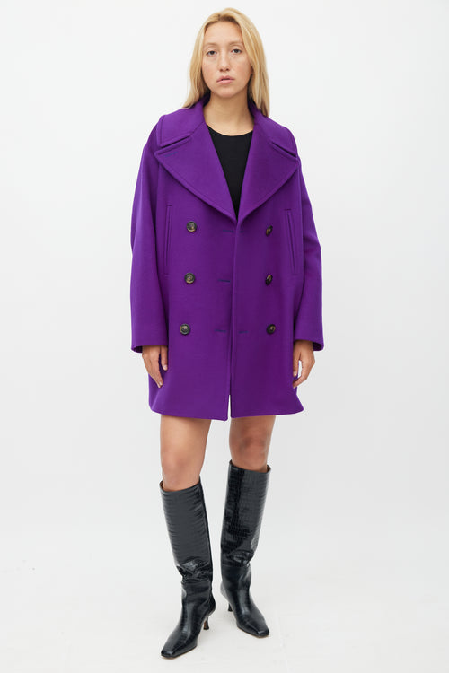 Sportmax Purple Wool Double Breasted Coat