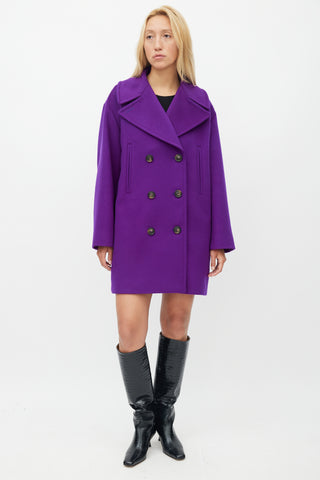 Sportmax Purple Wool Double Breasted Coat