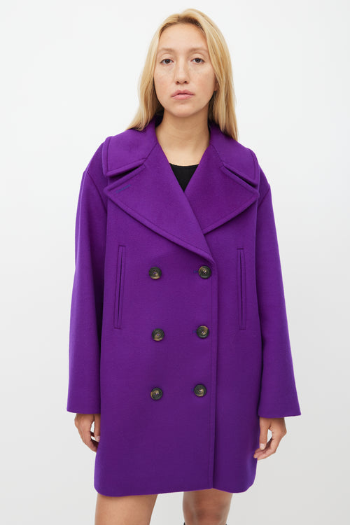 Sportmax Purple Wool Double Breasted Coat