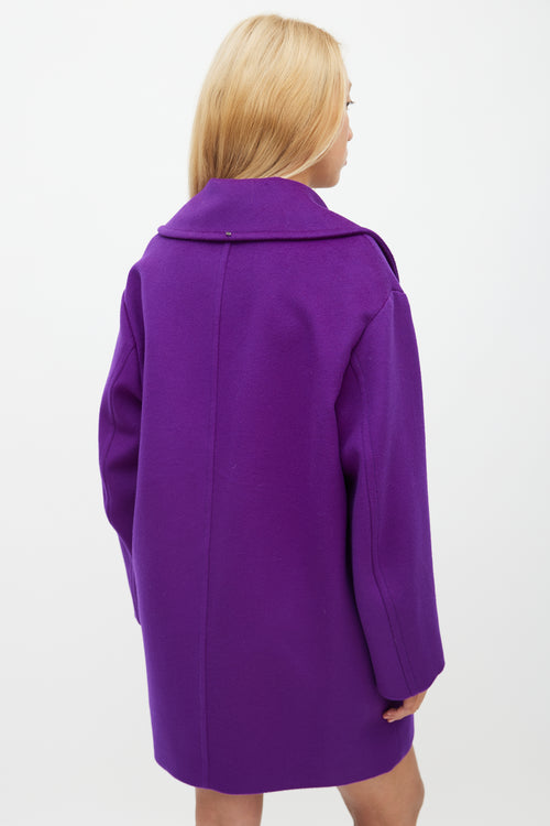 Sportmax Purple Wool Double Breasted Coat