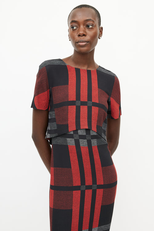 Sportmax Red 
Multicolour Plaid Dress