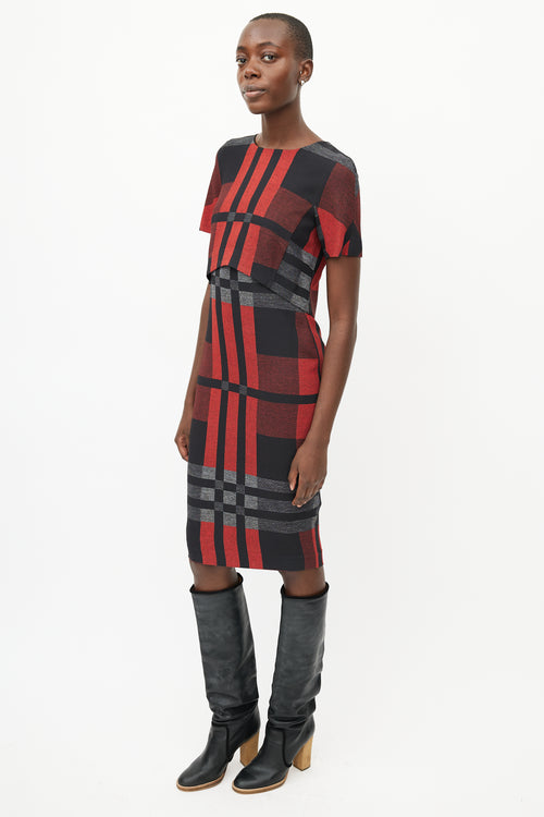 Sportmax Red 
Multicolour Plaid Dress