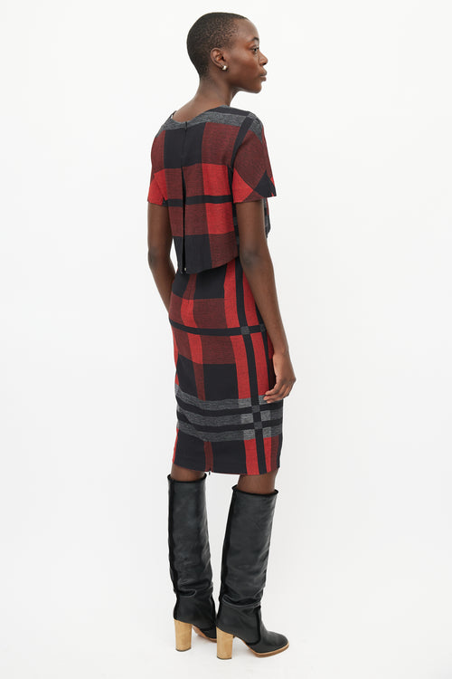 Sportmax Red 
Multicolour Plaid Dress