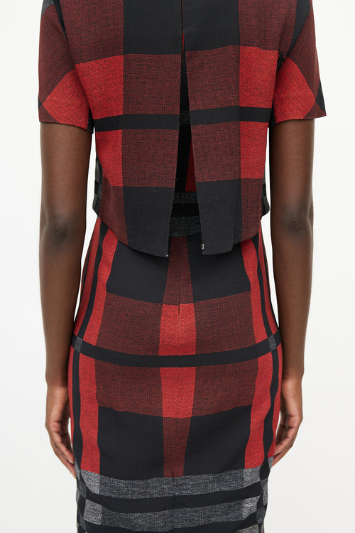 Sportmax Red 
Multicolour Plaid Dress