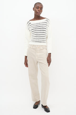 Sportmax White 
Black Cage Knit Sweater