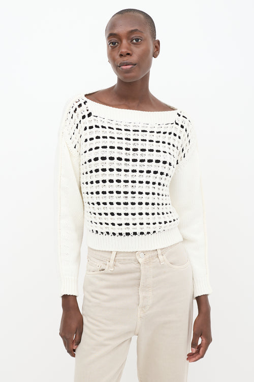 Sportmax White 
Black Cage Knit Sweater