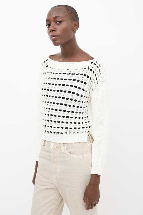 Sportmax White 
Black Cage Knit Sweater