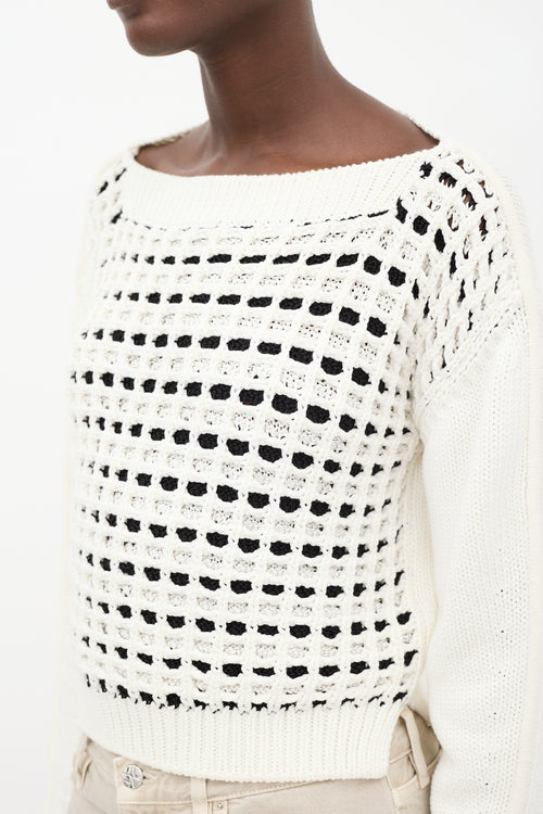 Sportmax White 
Black Cage Knit Sweater