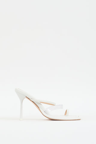 Sportmax White Leather Thong Heeled Sandal