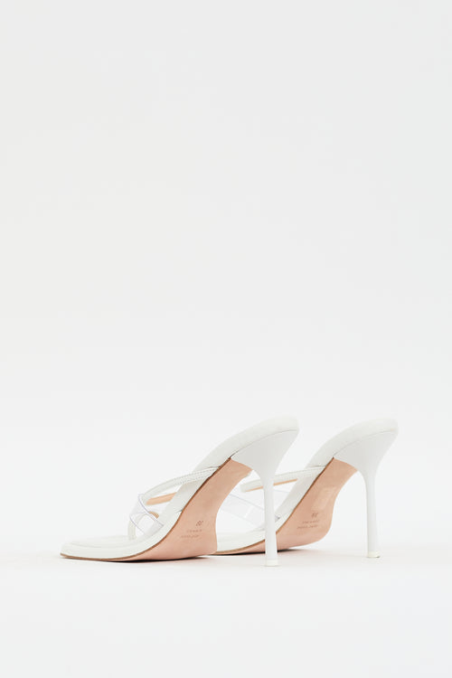 Sportmax White Leather Thong Heeled Sandal