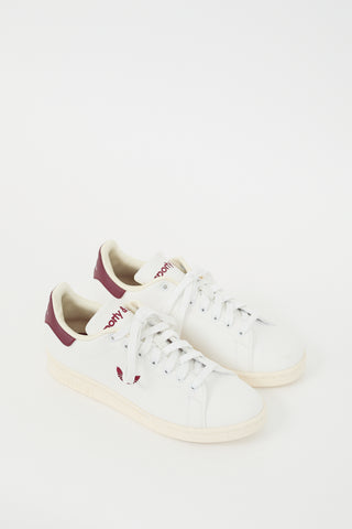 Sporty 
Rich X Adidas Originals White 
Burgundy Stan Smith Sneaker