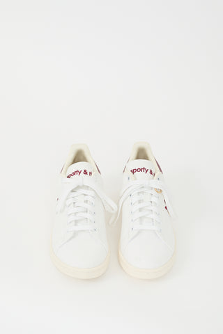 Sporty 
Rich X Adidas Originals White 
Burgundy Stan Smith Sneaker