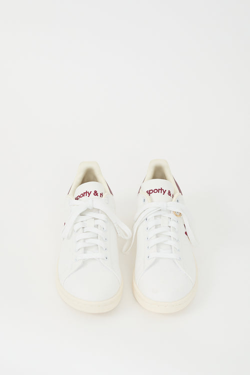 Sporty 
Rich X Adidas Originals White 
Burgundy Stan Smith Sneaker