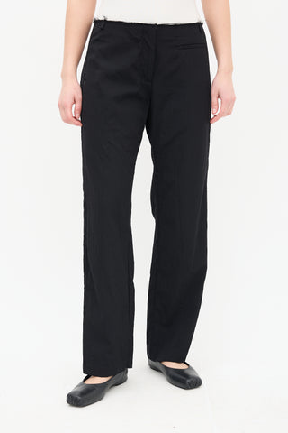 St. Agni Black Wool Distressed Edge Trouser