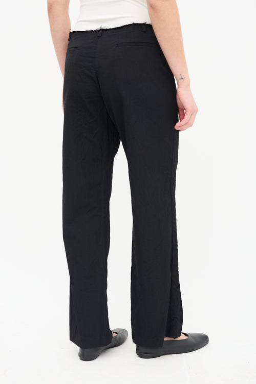 St. Agni Black Wool Distressed Edge Trouser