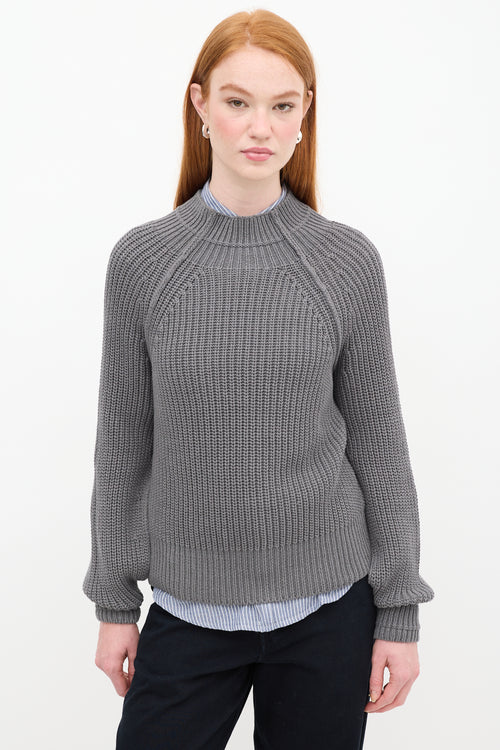 St. Agni Grey Knit Cut Out Sweater