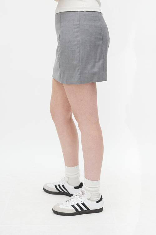 St. Agni Grey Wool Curve Seam Mini Skirt