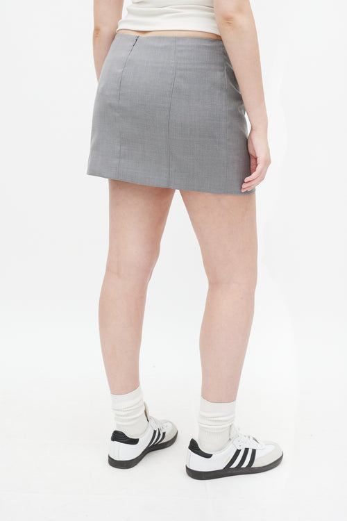 St. Agni Grey Wool Curve Seam Mini Skirt