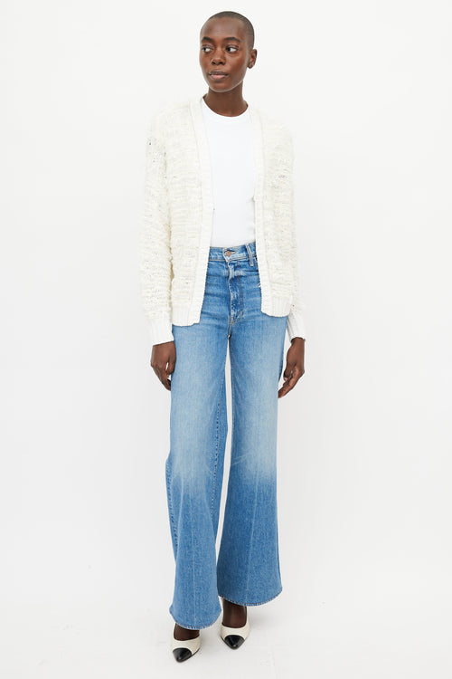 St. John White Monili Fringe Cardigan