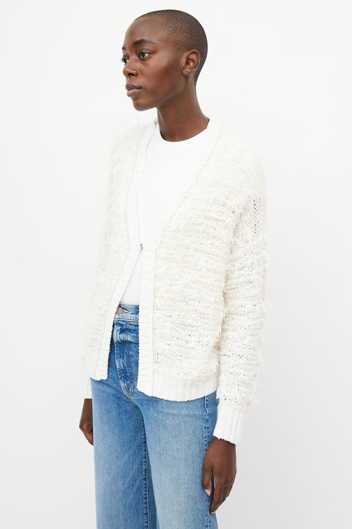 St. John White Monili Fringe Cardigan