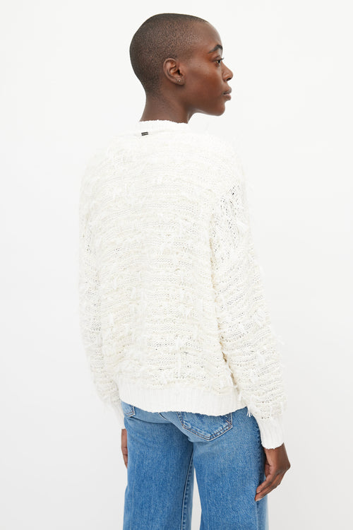 St. John White Monili Fringe Cardigan