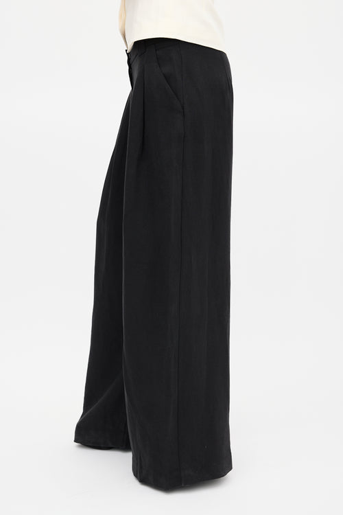 St. Agni Black Pleated Wide Leg Trouser