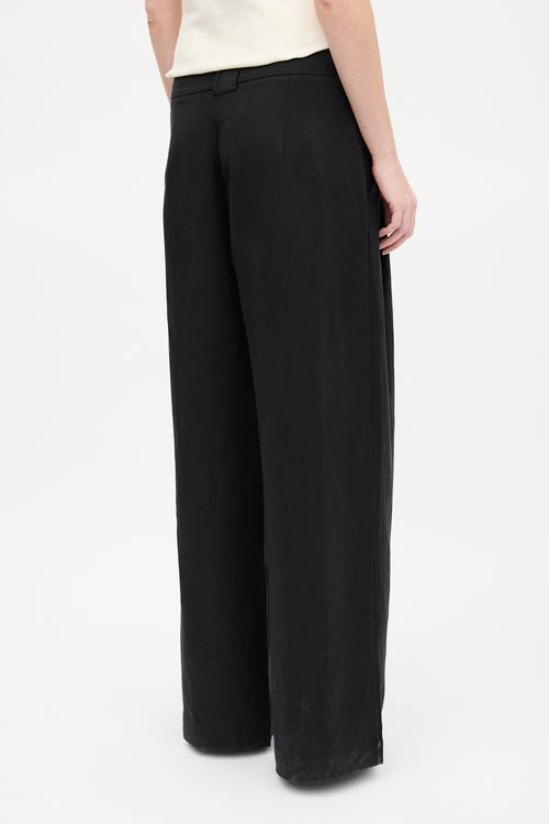 St. Agni Black Pleated Wide Leg Trouser