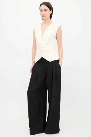 St. Agni Black Pleated Wide Leg Trouser