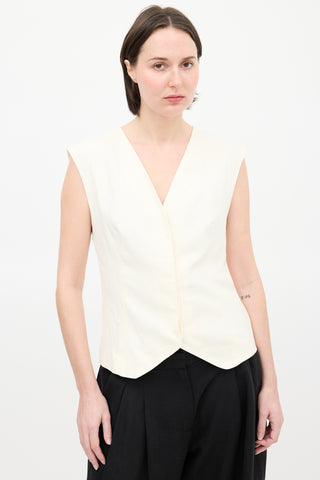 St. Agni Cream Concealed Button Vest