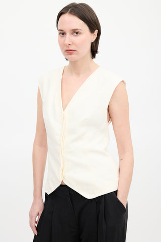 St. Agni Cream Concealed Button Vest