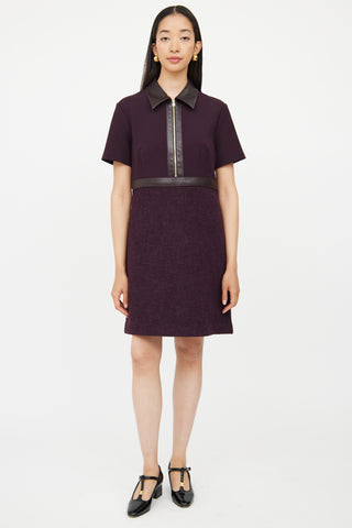 St. John Burgundy Half Zip Dress