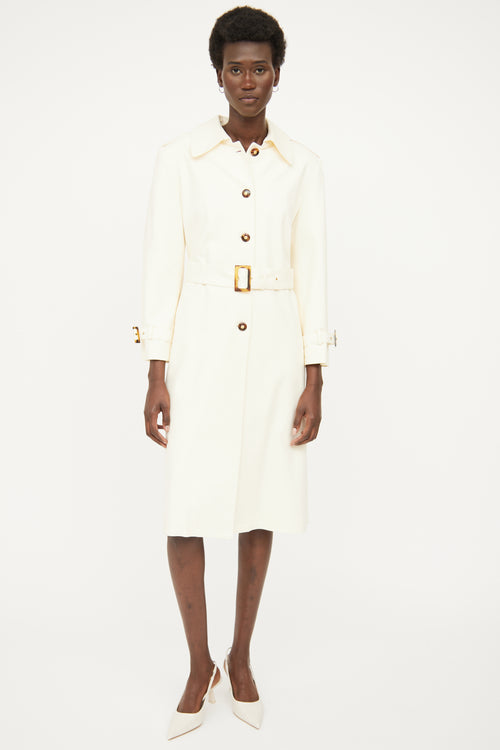 St. John Cream Belted Trench Coat