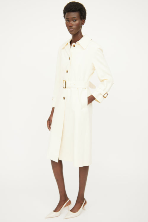 St. John Cream Belted Trench Coat